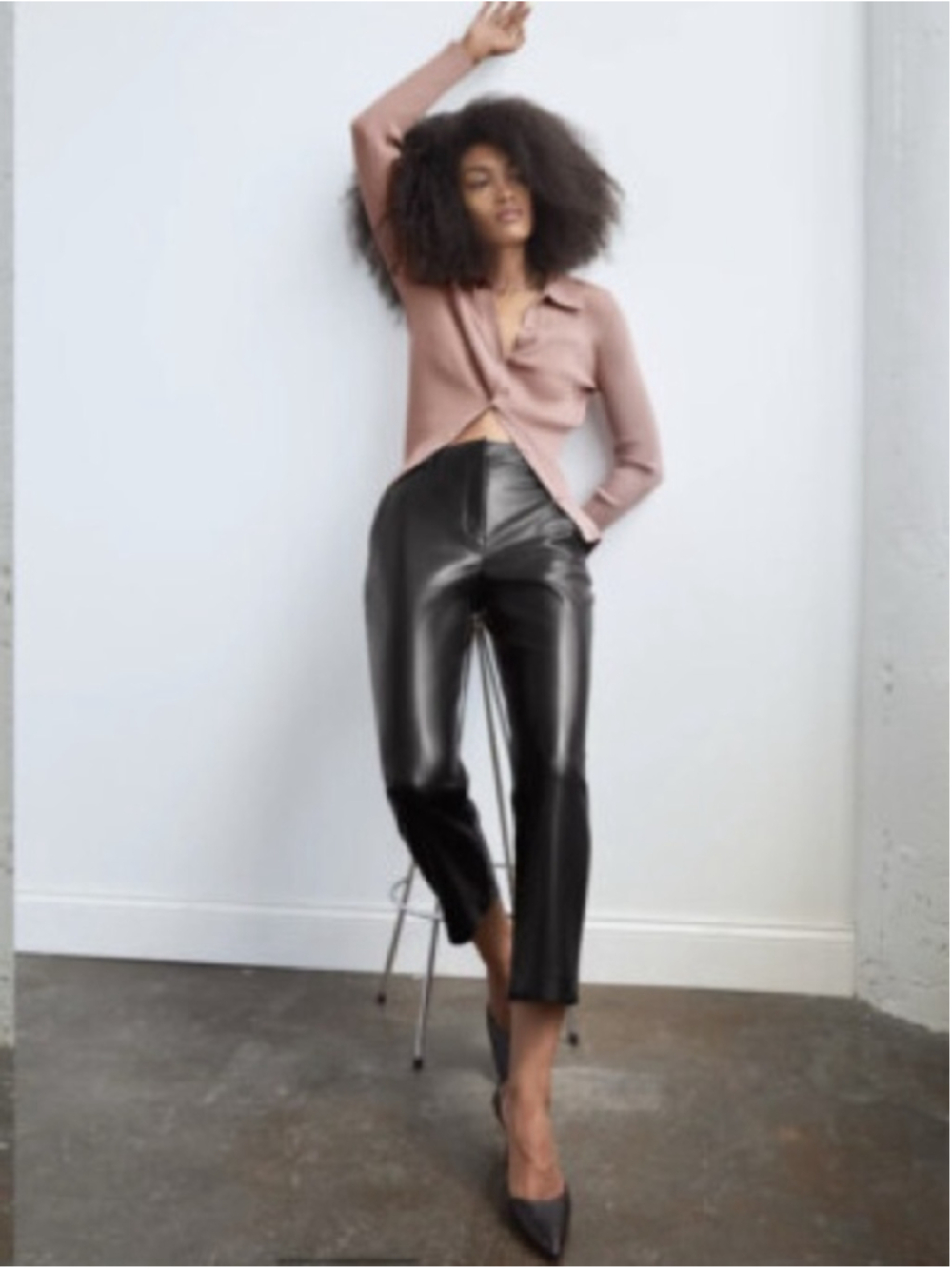 BABATON x ARITZIA Command Cropped Vegan Leather Pants Black